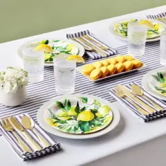Blue Panda 80-Pack Disposable Lemon Paper Plates for Birthday Party Decorations, Bridal and Baby Showers, 9 In
