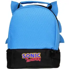Sega Sonic the Hedgehog Lunch Bag Big Face Dual Compartment Lunch Box Kit Blue