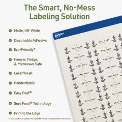 Avery Dissolvable Labels, 0.5" x 1.75" Rectangle