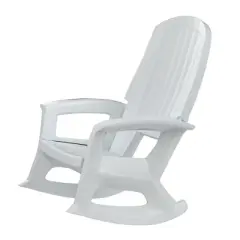 Semco Rockaway Heavy-Duty Outdoor Rocking Chair w/Low Maintenance All-Weather Porch Rocker & Easy Assembly for Deck and Patio, White (3 Pack)