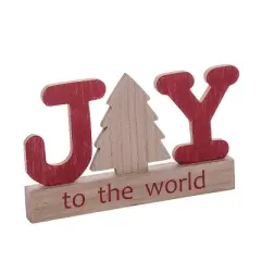 Transpac 11 in Multicolor Rustic Joy To The World Christmas Decorative Object MDF