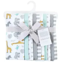 Hudson Baby Unisex Baby Cotton Flannel Burp Cloths, Yellow Safari, One Size