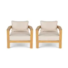 Christopher Knight Home Orrin Outdoor Tub Design Acacia Wood Club Chair with Open Slat Back, Beige/Light Teak