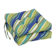 Blazing Needles, 16-inch Spun Polyester Outdoor Square Tufted Chair Cushions (Set of 6)