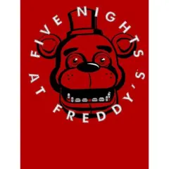 Five Nights at Freddy's Freddy Fazbear Face Line Art Boy's Red T-shirt