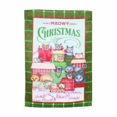 Evergreen Meowy Christmas Suede Garden Flag 12 x 18 Inches Indoor Outdoor Decor