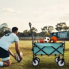 NAYSAYE Wagon Collapsible Utility Cart with Strapping System for All Terrain Use, Green, 25.98"*17.32"*37.4"