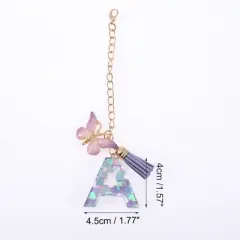 Unique Bargains Heart Sequin Letter A Butterfly Tassel Water Cup Pendant Purple 1 Pc