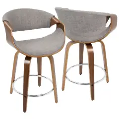 Set of 2 Curvini Mid-Century Modern Counter Height Barstools - LumiSource