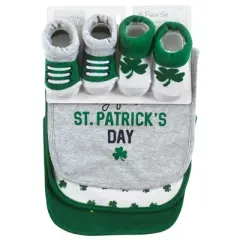 Hudson Baby Infant Boy Cotton Bib and Sock Set, Cutest Clover, 0-9 Months