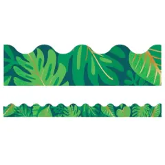 Carson Dellosa Education One World Tropical Leaves Scalloped Border, 39 Feet Per Pack, 6 Packs