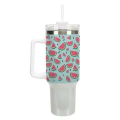 100 North Watermelon Slices Fruit Summer Vibes 40 oz. Stainless Steel, Large Water Bottle Coffee Mug, Spill & Leak Resistant, Thermal Travel Tumbler