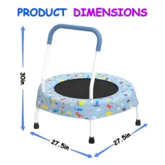 INFURNIC Trampolines 28inch Toddler Trampoline with Handle for Kids Indoor and Outdoor Fun, Blue, 27.5"*27.5"*30"