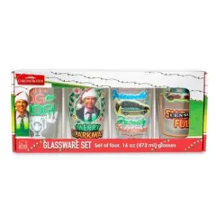 Silver Buffalo National Lampoon's Christmas Vacation Quotes 16-Ounce Pint Glasses | Set of 4