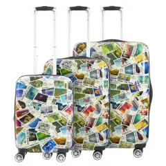 DISNEY Ful  Disney 100 Years Stamps ABS 3pc Hard-sided Spinner Luggage Set