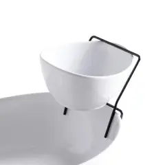 Gibson Home Ceramic Gracious 2-Tier Chip and Dip Server Set: Oval Tiered Serving Tray, Microwave & Dishwasher Safe