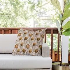 20"x20" Deny Designs Iveta Abolina Protea Bone Outdoor Throw Pillow: Abstract Design, Polyester, Square Shape