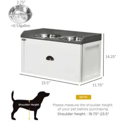 Chery Life Dog Feeding Station with 2 Removable Elevated Dog Bowls & 1 Storage Drawer, for Large Sized Dogs, White