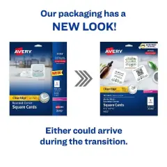 Avery Clean Edge Laser Square Cards with Rounded Corners 2 1/2" x 2 1/2" White 20 Sheets/Pack 180