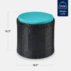 Best Choice Products Round Wicker Ottoman, Multipurpose Furniture w/ Removable Cushion, Steel Frame