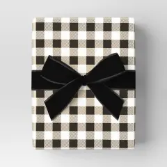 30&rdquo; 25 sq ft Christmas Roll Wrap Cream/White/Black Gingham Check - Wondershop&trade;