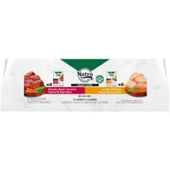 Nutro Grain Free Tender Chicken, Carrot & Pea Stew and Chunky Beef, Tomato, Carrot & Pea Stew Adult Wet Dog Food Variety Pack - 12.5oz/12ct