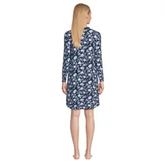 Lands' End Women's Cozy Gown Sleep Set - Shirt Gown and Mask