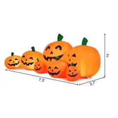 Tangkula 7.5'Air-blow 7 Pumpkins Patch Inflatable Pumpkins Set w/ Energy-saving LED & Adapter Halloween Decoration