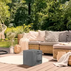KHOMO GEAR Heavy Duty Outdoor Furniture Cover - Waterproof Square & Rectangular Covers with Air Vents - for Ottoman, Tables - Gray