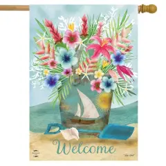 Coastal Flowers Summer House Flag Welcome Beach 28" x 40" Briarwood Lane