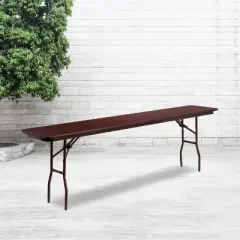 Emma and Oliver 8-Foot Mahogany Melamine Laminate Folding Training/Seminar Table - Event Table