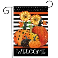 Briarwood Lane Fall Garden Flag 12x18 For Outdoor Pumpkins and Stripes For Fall Garden Flag Flags For Outside