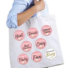 Big Dot of Happiness I'll Bring the Bling - 3 inch Pink and Gold Bachelorette Party Badge - Pinback Buttons - Set of 8