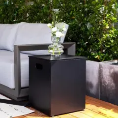 Sol Living Propane Tank Cover Fire Pit Accessories Square 16" Fits Standard 20 lb. Propane Tank