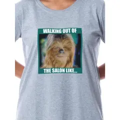 Star Wars Womens' Movie Chewbacca Salon Funny Nightgown Sleep Pajama Grey