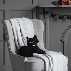13"x13.5" Cat Novelty Shaped Throw Pillow Black - Hyde and EEK! Boutique&trade;