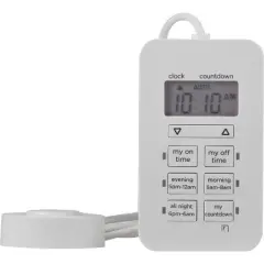 myTouchSmart Digital Dimmable Timer Polarized 2-Outlets Presets On/Off Tether White
