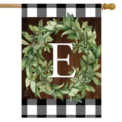Wreath Monogram E Double-Sided House Flag Everyday 28" x 40" Briarwood Lane