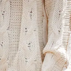 Women's Cream Cable Knit Drop Sleeve Sweater - Cupshe