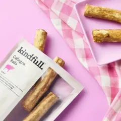 Rawhide Alternative Collagen Roll Beef Flavor Dog Treat - Kindfull&trade; - 8oz/5ct