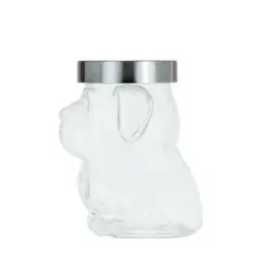Amici Pet Mad Dog Glass Canister Airtight Dog Treat Jar, Cute Dog Treat Jar for Kitchen Counter, 48 oz.