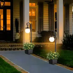 C Cattlya Solar Outdoor Post Light with Planter and Acrylic Shade