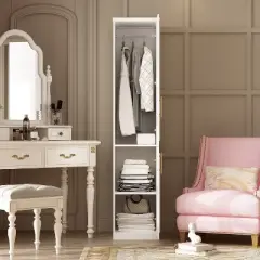 Famapy White Freestanding Modular Wardrobe Combo Armoires Closet