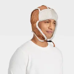 Men's Suede Faux Shearling Trapper Hat - Goodfellow & Co&trade; Tan