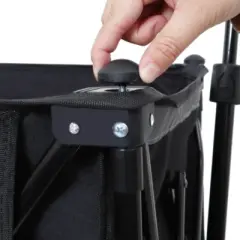 FURNIinspire Outdoor Serving Carts Foldable Garden Cart with Heavy-Duty Wheels 480lbs Load Capacity Portable for Camping, Black, 37.4"*23.03"*38.98"