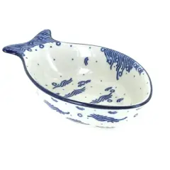 Blue Rose Polish Pottery E25 Ceramika Artystyczna Medium Fish Dish