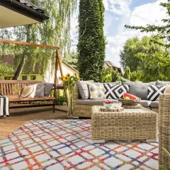Modern Diamond Lattice Indoor Outdoor Area Rug by Blue Nile Mills