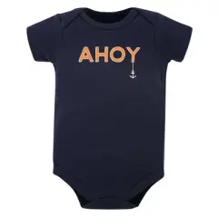Little Treasure Baby Boy Cotton Bodysuits 3pk, Anchor Suspenders