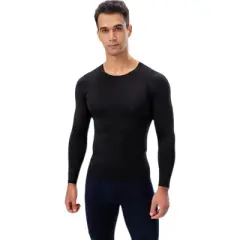 Anna-Kaci Active Men's Long Sleeve Compression Shirt with Crew Neck and Moisture-Wicking Stretch Fabric