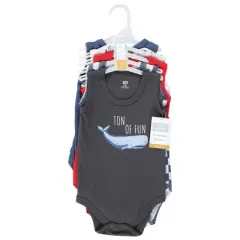 Hudson Baby Infant Boy Cotton Sleeveless Bodysuits, Boy Sea Creatures